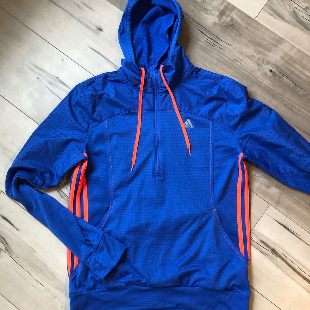 Adidas running jacket with hood & front pocket